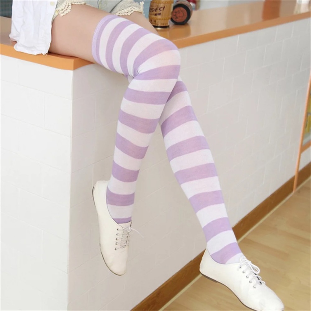 Socks New Ladies Over the knee striped Long Socks